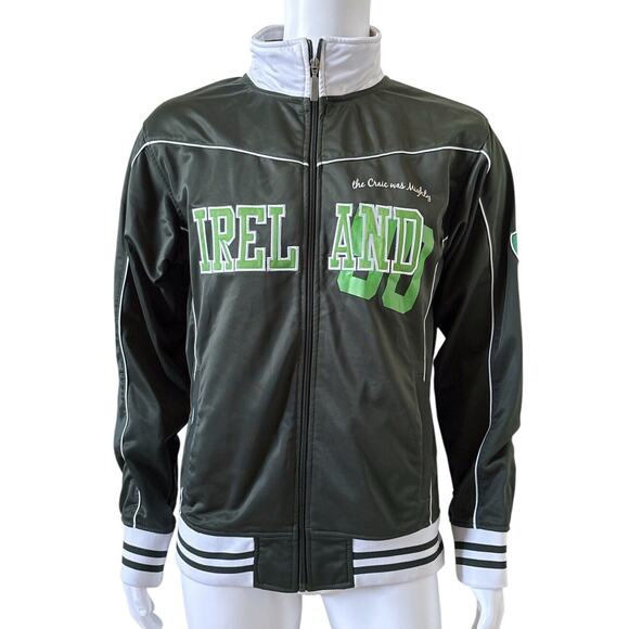 RETRO IRISH Mens Size Large Green Ireland Full Zip Track & Field Active Jacket - Picture 1 of 9